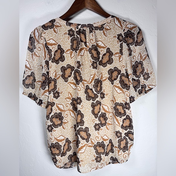LOFT Women's Floral Blouse - Brown and Cream - Picture 5 of 13